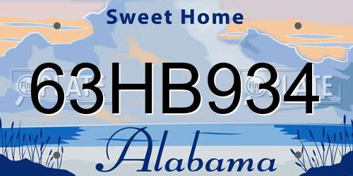 63HB934 Alabama License Plate