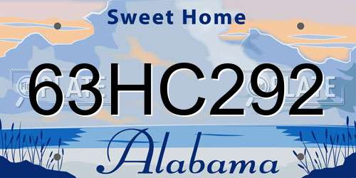 63HC292 Alabama License Plate
