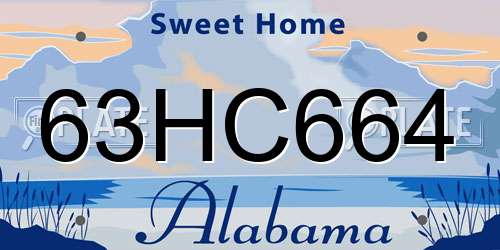 63HC664 Alabama License Plate