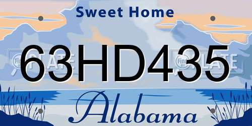 63HD435 Alabama License Plate