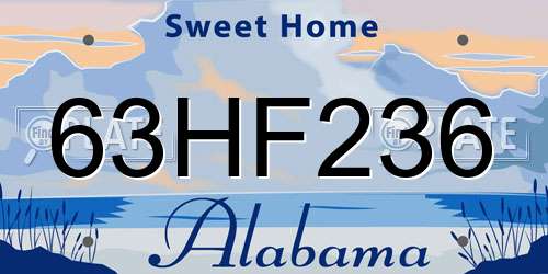 63HF236 Alabama License Plate