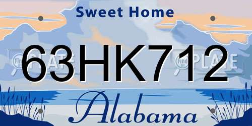 63HK712 Alabama License Plate
