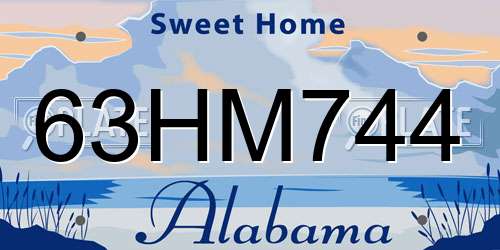 63HM744 Alabama License Plate