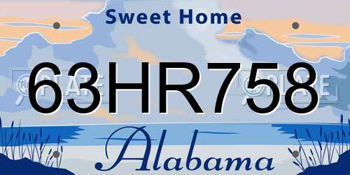 63HR758 Alabama License Plate