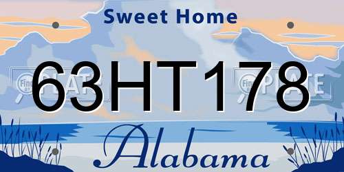 63HT178 Alabama License Plate