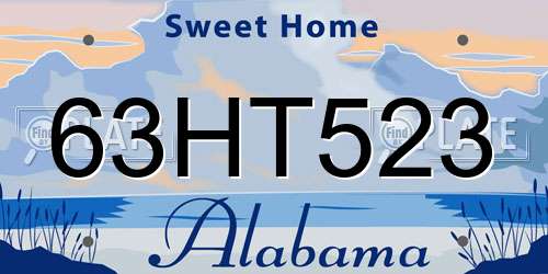 63HT523 Alabama License Plate