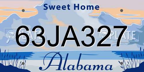 63JA327 Alabama License Plate