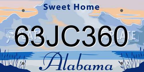 63JC360 Alabama License Plate