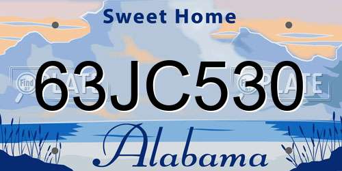 63JC530 Alabama License Plate
