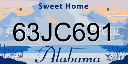 63JC691 Alabama License Plate