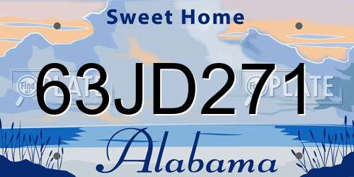 63JD271 Alabama License Plate