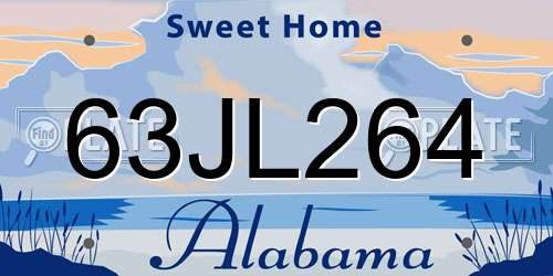 63JL264 Alabama License Plate