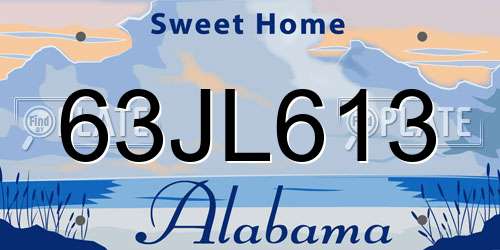 63JL613 Alabama License Plate