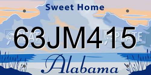 63JM415 Alabama License Plate