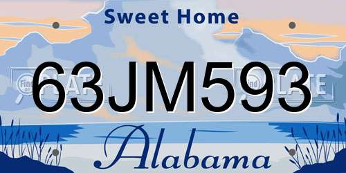 63JM593 Alabama License Plate