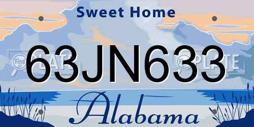 63JN633 Alabama License Plate