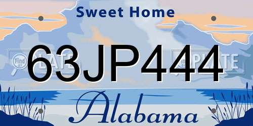 63JP444 Alabama License Plate