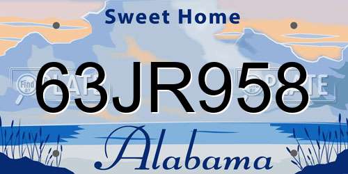63JR958 Alabama License Plate