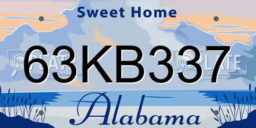63KB337 Alabama License Plate
