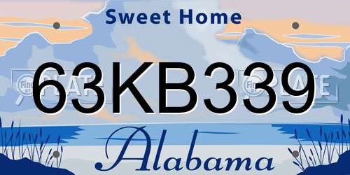 63KB339 Alabama License Plate