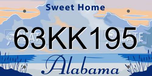 63KK195 Alabama License Plate