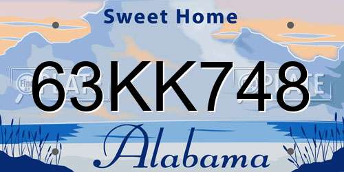 63KK748 Alabama License Plate