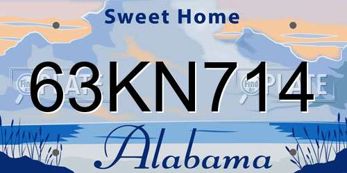 63KN714 Alabama License Plate