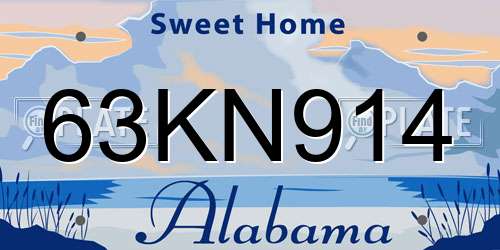63KN914 Alabama License Plate