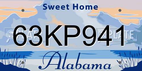 63KP941 Alabama License Plate
