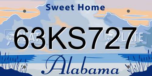 63KS727 Alabama License Plate