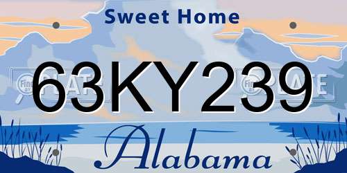 63KY239 Alabama License Plate