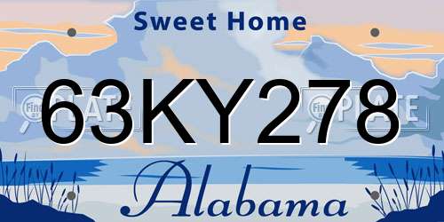 63KY278 Alabama License Plate