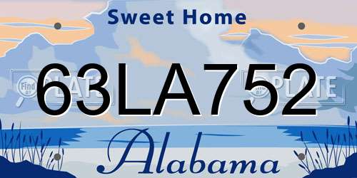 63LA752 Alabama License Plate