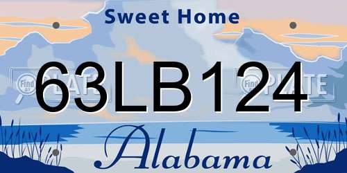 63LB124 Alabama License Plate