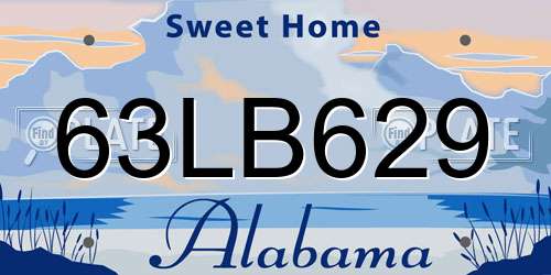 63LB629 Alabama License Plate