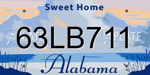 63LB711 Alabama License Plate