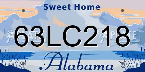 63LC218 Alabama License Plate