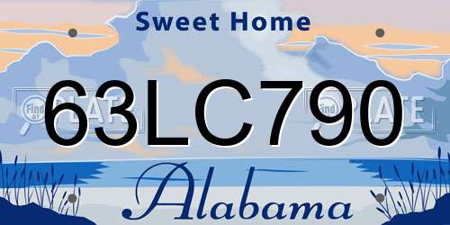 63LC790 Alabama License Plate