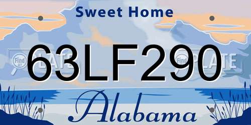 63LF290 Alabama License Plate