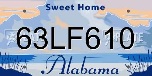 63LF610 Alabama License Plate