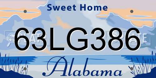 63LG386 Alabama License Plate