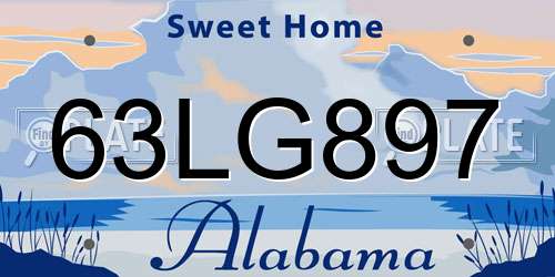 63LG897 Alabama License Plate