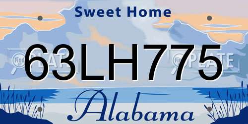 63LH775 Alabama License Plate