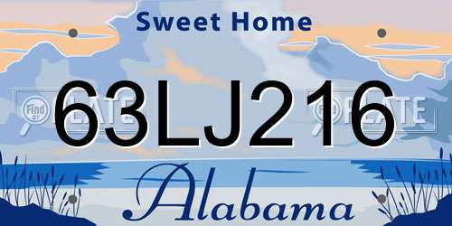 63LJ216 Alabama License Plate
