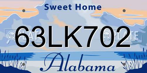 63LK702 Alabama License Plate
