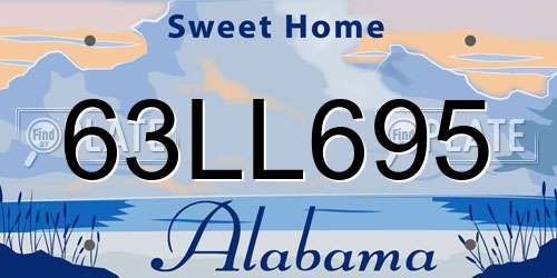 63LL695 Alabama License Plate