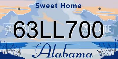 63LL700 Alabama License Plate