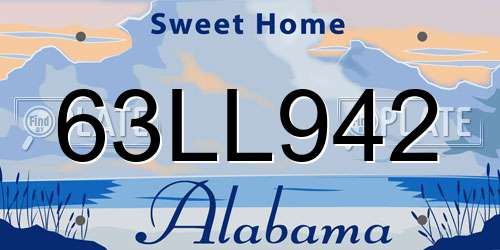 63LL942 Alabama License Plate