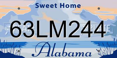 63LM244 Alabama License Plate