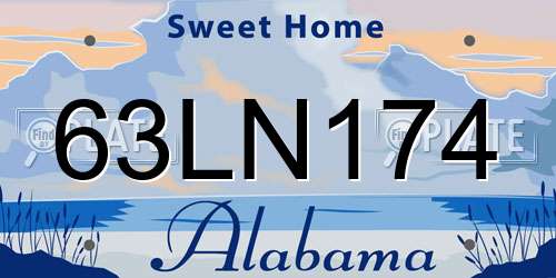 63LN174 Alabama License Plate